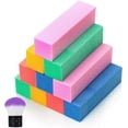 thumbnail image 1 of 10 Pack Nail Buffer Blocks Pink, Yellow, Blue 120 Grit Nail File With Nail Brush, Square Sponge Nail File For Professional Salons (random Color), 1 of 5