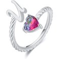 thumbnail image 1 of ORUYROP Silver Initial Rings Cubic Zirconia Heart Rings for Women Adjustable Letter Rings Birthday Jewelry Gift for Mom Girlfriend Christmas, 1 of 7