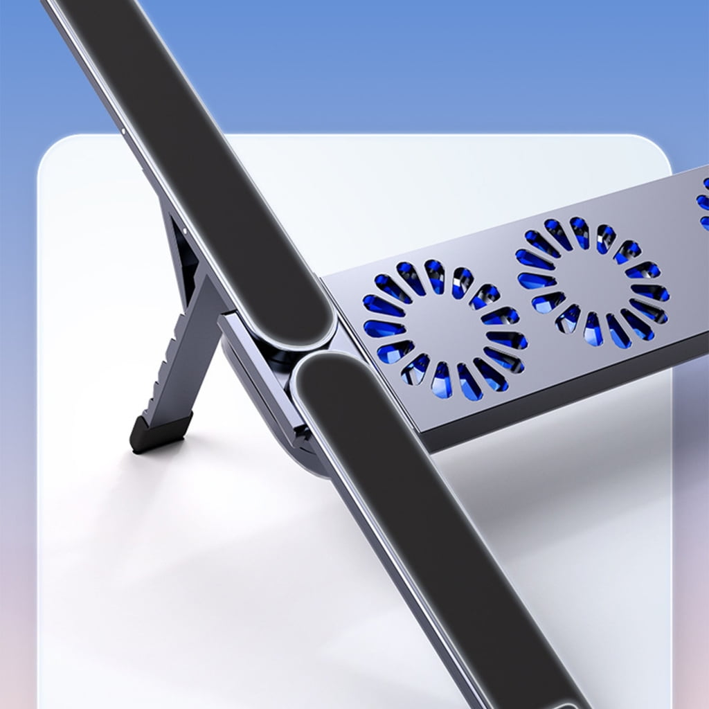 Quiet Aluminum Laptop Coolers Foldable Design Multiple Angled Stand For Tablets 10-17inch Portable Cooling System