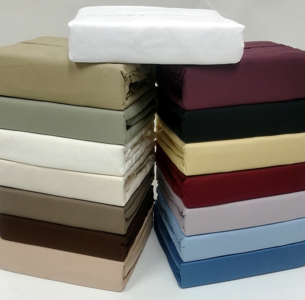 5 SIZES-1000TC Solid Egyptian Cotton Bed Sheet Sets - Walmart.com