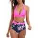 thumbnail image 1 of Traje de baño vintage de dos piezas para mujer Conjunto de bikini de cintura alta con cuello halter y lunares retro, 1 of 4