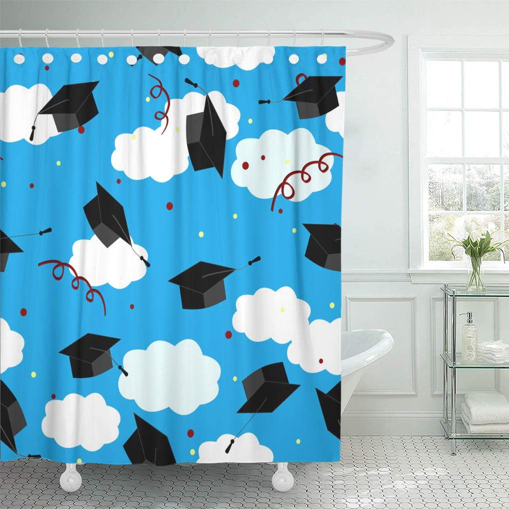 KSADK Black Fly Graduation Caps in The Air Graduate Blue Student Shower