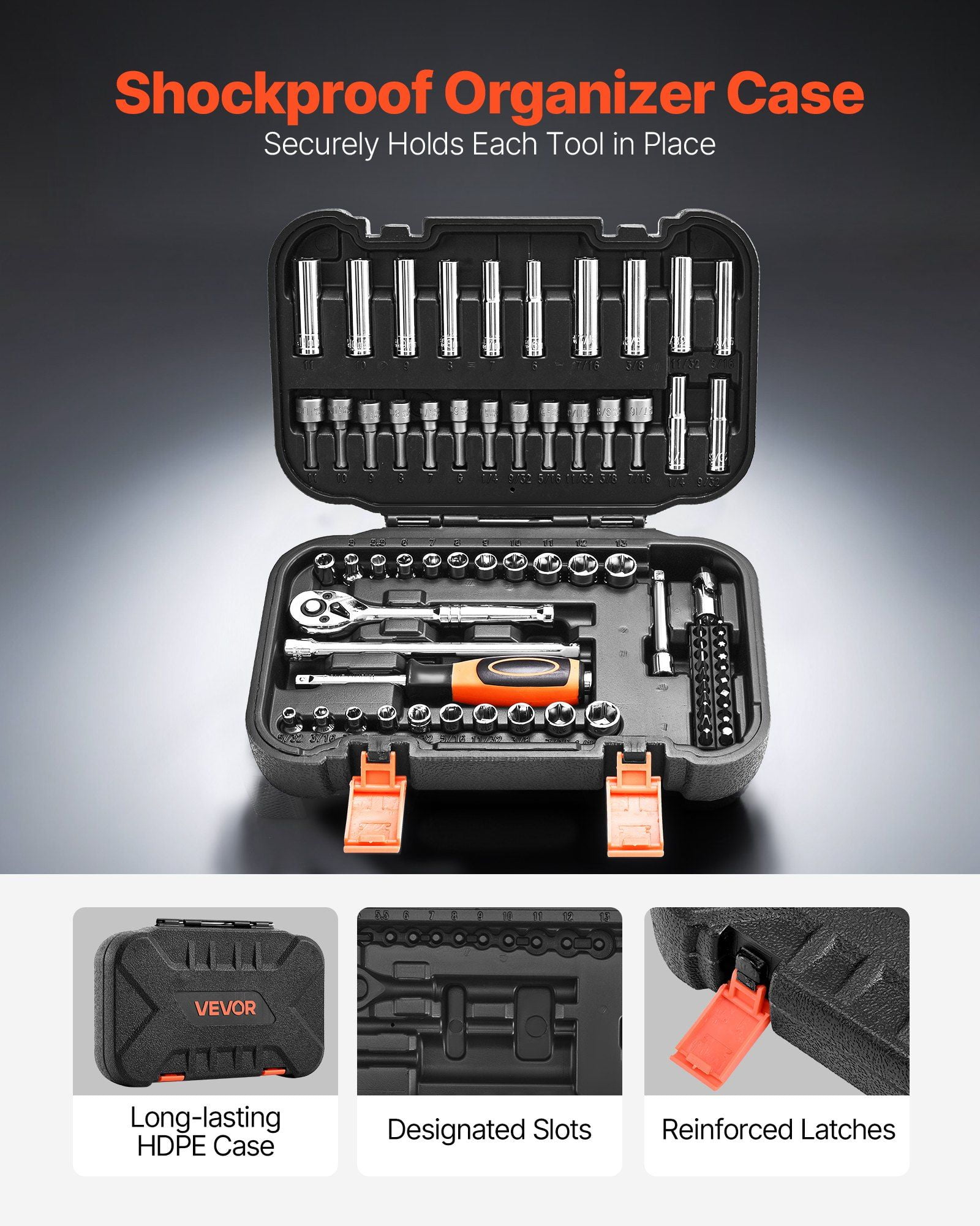 70-Piece 1/4" Drive Socket Set, SAE/Metric, Deep & Shallow Sockets
