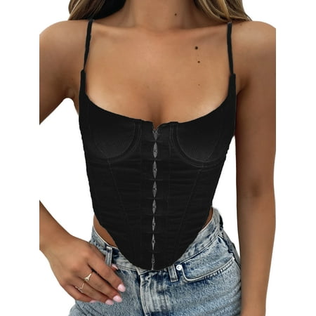 

Eyicmarn Women Bustier Corset Vest Tank Cami Crop Tops Party Clubwear