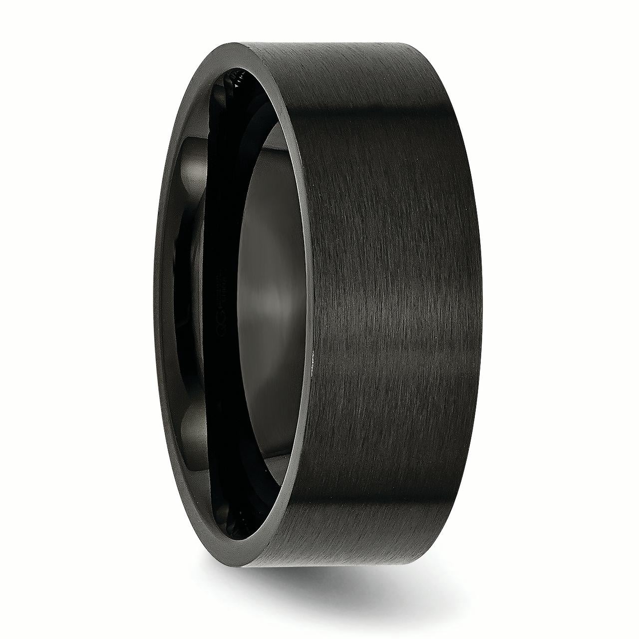 Stainless Steel 8mm Black IP-plated Brushed Flat Band