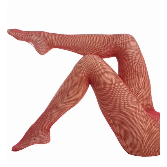MeMoi Women's Sexy Backseam Nylon Fishnet Tights - Womens - Female (Medium/Large, Red)