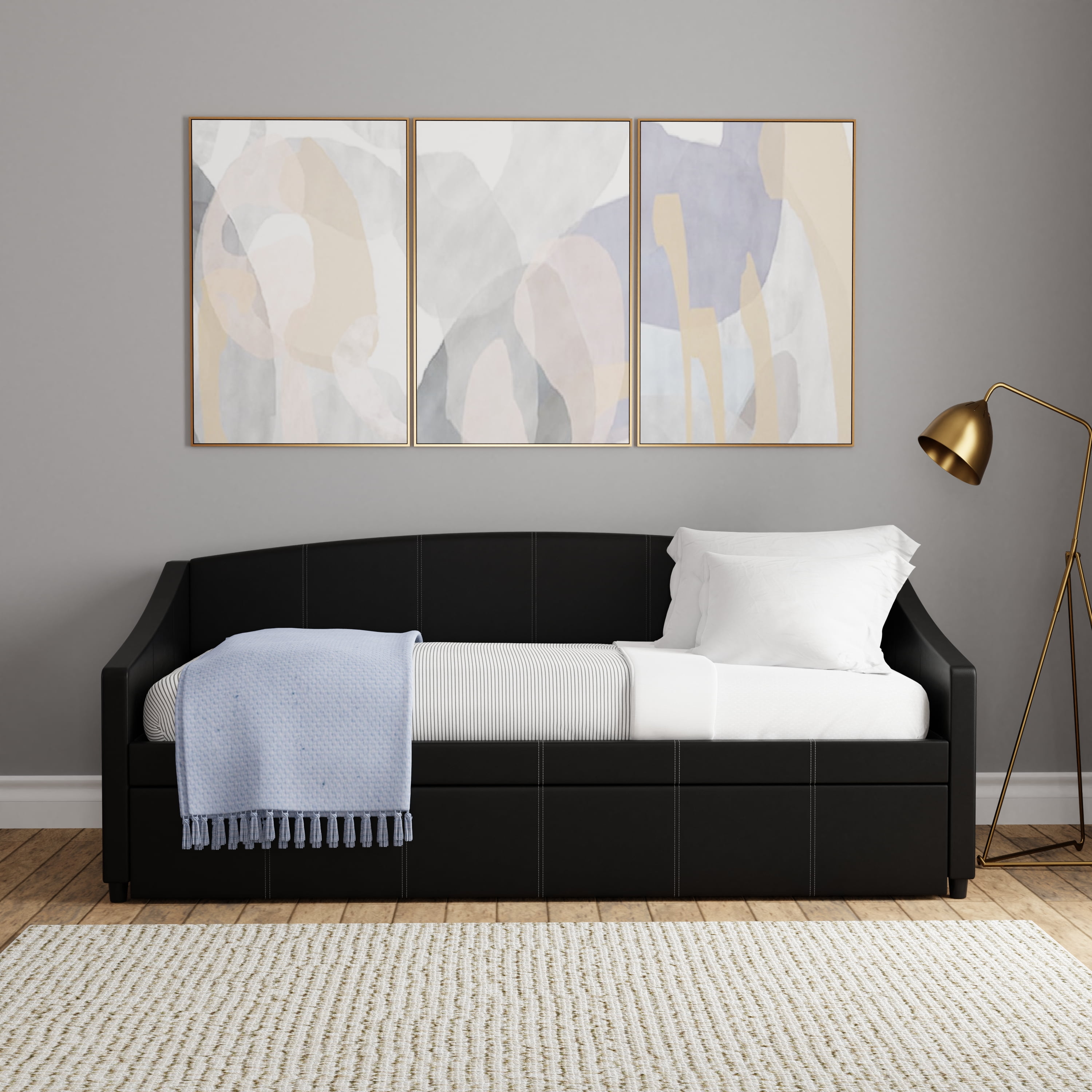 Hillsdale Oakley Upholstered Twin Daybed with Trundle, Black