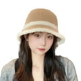 thumbnail image 2 of dianhelloya Warm hat LadyHat Windproof Foldable Autumn Winter Warm Bucket Hat Color Splicing Knitted Fisherman Hat for Outdoor Khaki, 2 of 8