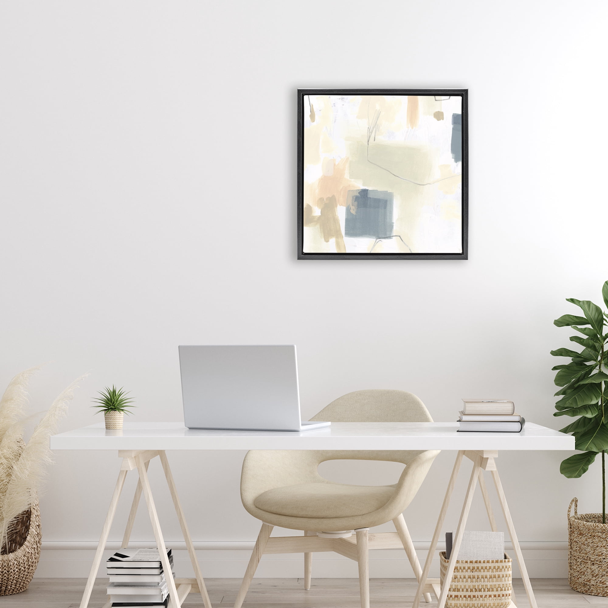 Stupell Industries Minimal Plaster Line Black Framed Floater Canvas Wall Art, design by June Erica Vess