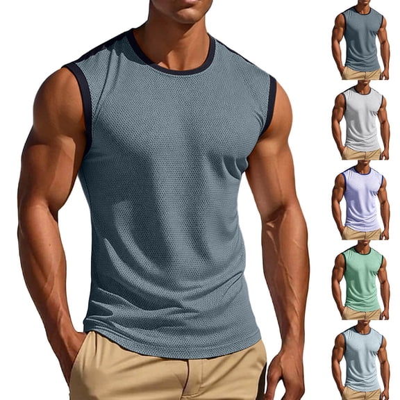 Fengqque Men's Workout Tank Tops Breathable Fabric Swim Shirts Quick Dry Running Sleeveless UV Protection Muscle Tees White XL(XL)