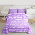 thumbnail image 2 of Manfei Romantic Love Heart Queen Comforter Set for Teens, Purple Anniversary Bedding Sets, Inspirational Quotes Reversible Bedding Comforter Set, Ultra Soft Home Decor, 3-Piece, 2 of 8
