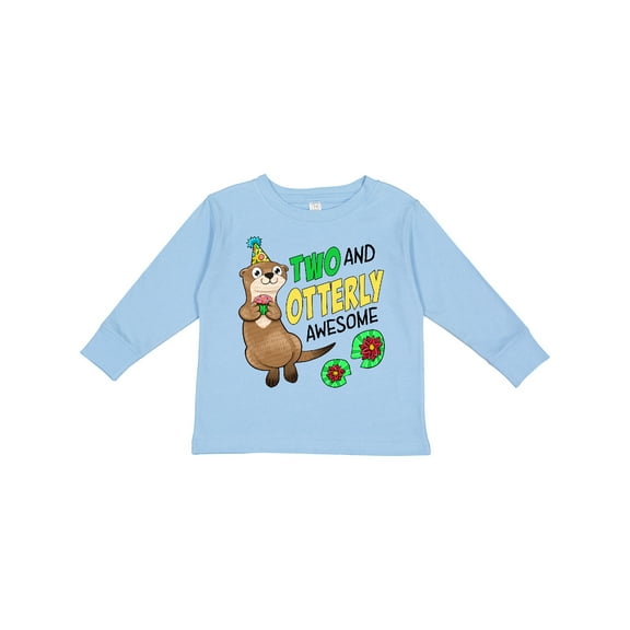 Inktastic Two and Otterly Awesome Cute Second Birthday Otter Boys or Girls Long Sleeve Toddler T-Shirt