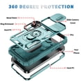 thumbnail image 2 of ELEHOLD Rugged Case for iPhone 16e 2025,Heavy Duty Hybrid Camera Lens Protector 360° Rotation Ring Holder Card Slot Kickstand Function Anti-Slip Shockproof Case,Green, 2 of 9