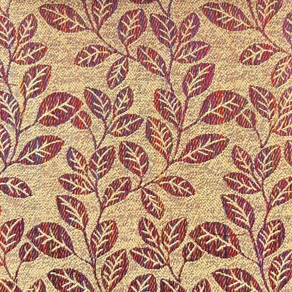 Decora Furnishings Leaves Design Jacquard Material Polyester-Cotton Fabric Blend for Upholstery, Chair, Window Treatments, Craft - Width 54 inches - Fabric by The Yard (Amarnath Magenta)