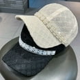 thumbnail image 3 of UDIYO Mesh Sun Hat Adjustable Design Rhinestone Pearl Baseball Hat for Daily Life, 3 of 8
