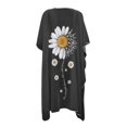 thumbnail image 2 of HELLHERO Loose Swim Coverup for Beach High Quality Fabrics Half Sleeve Swim Cover Up Daisy Pattern Design, 2 of 6