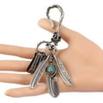 thumbnail image 3 of ziyahi Retro Boho Cool Turquoise Punk Rock Keychain Ring Skull Lobster Claw Keyring, 3 of 9
