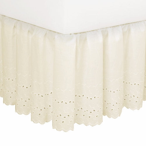 Fresh Ideas Ruffled Eyelet 18" Bed Skirt, California King, Ivory