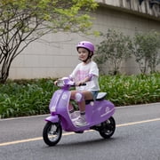 ORFELD 24V Kids Electric Motorcycle,Retro-Style Ride-On Toy for Ages 8-15, 14MPH Max Speed, LED Lights & Music, All-Terrain Tires,Purple
