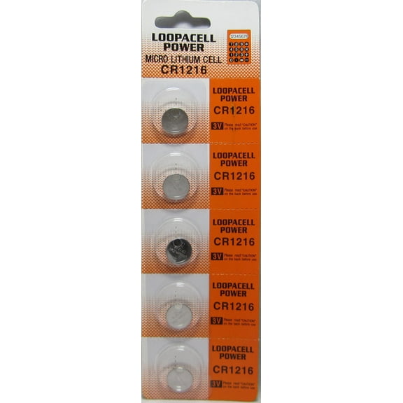 5 Pcs Loopacell CR1216 DL1216 ECR1216 BR1216 KCR1216 LM1216 CD1216 Lithium Battery