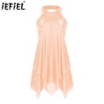 thumbnail image 2 of Traje de ballet para niñas, leotardo de gimnasia con lentejuelas y cuello halter, vestido de tutú, faldas de práctica de danza contemporánea, vestido de baile con tutú de bailarina, 2 of 5