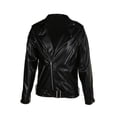 thumbnail image 2 of hirigin Men's PU Leather Jacket, Plain Color Zip-Up Long Sleeve Rivet Lapel Moto Biker Jacket, Cool Slim Buckle Belt Hem Outerwear, 2 of 9