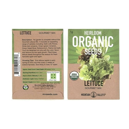 Gourmet Mixed Lettuce Greens - Organic Garden Seeds - 1 Gram Packet - Non-GMO, Heirloom Vegetable Gardening & Microgreens Seed, Lettuce Seed .., By Mountain Valley Seed Company Ship from (Best Organic Non Gmo Seed Companies)