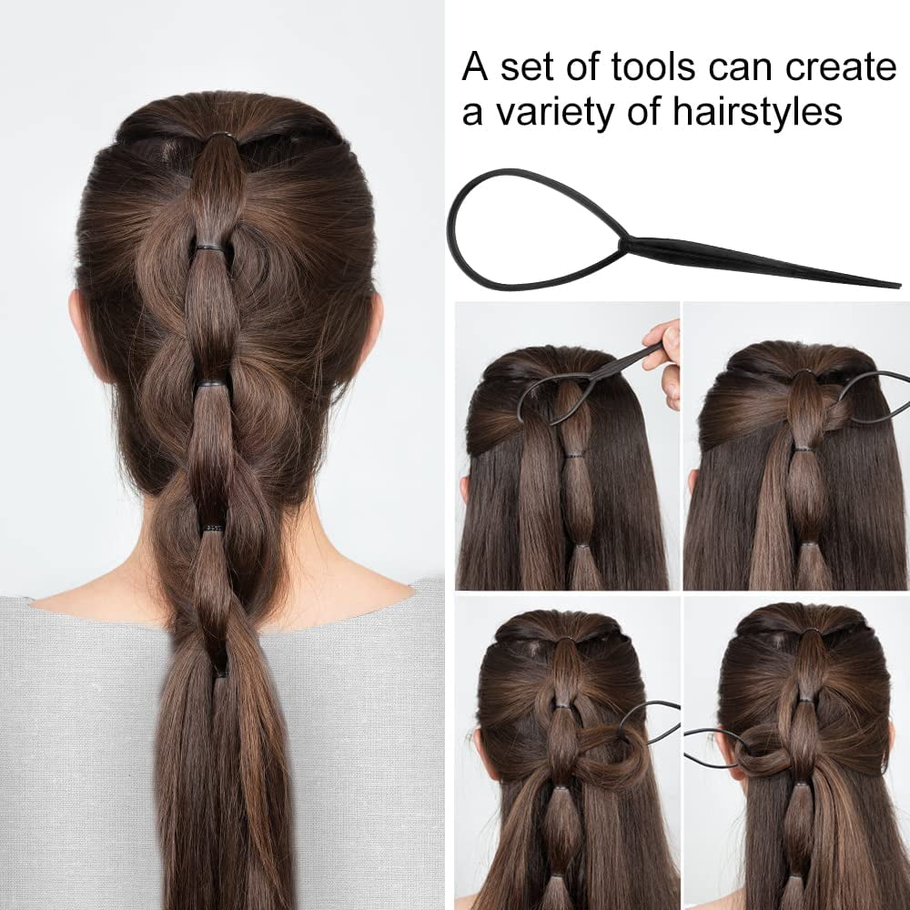 Hair Tail Tool Set 10 Pack Hair-Loop Tools with 2 Size Hair Braiding Tool  Quick Hair Styling Tools Girl Ponytail Maker Dropship