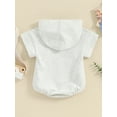 thumbnail image 4 of Bslissey Baby Boys Girls Summer Hood Romper Short Sleeve Hooded Jumpsuit Solid Color Front Pocket T-shirt Bodysuit 3M 6M 12M 18M Newborn Infant Casual Tops, 4 of 8