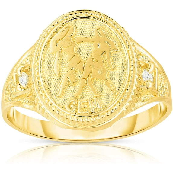 Floreo 10k Yellow Gold Astrology Horoscope Zodiac Sign Ring, Sizes 5-10