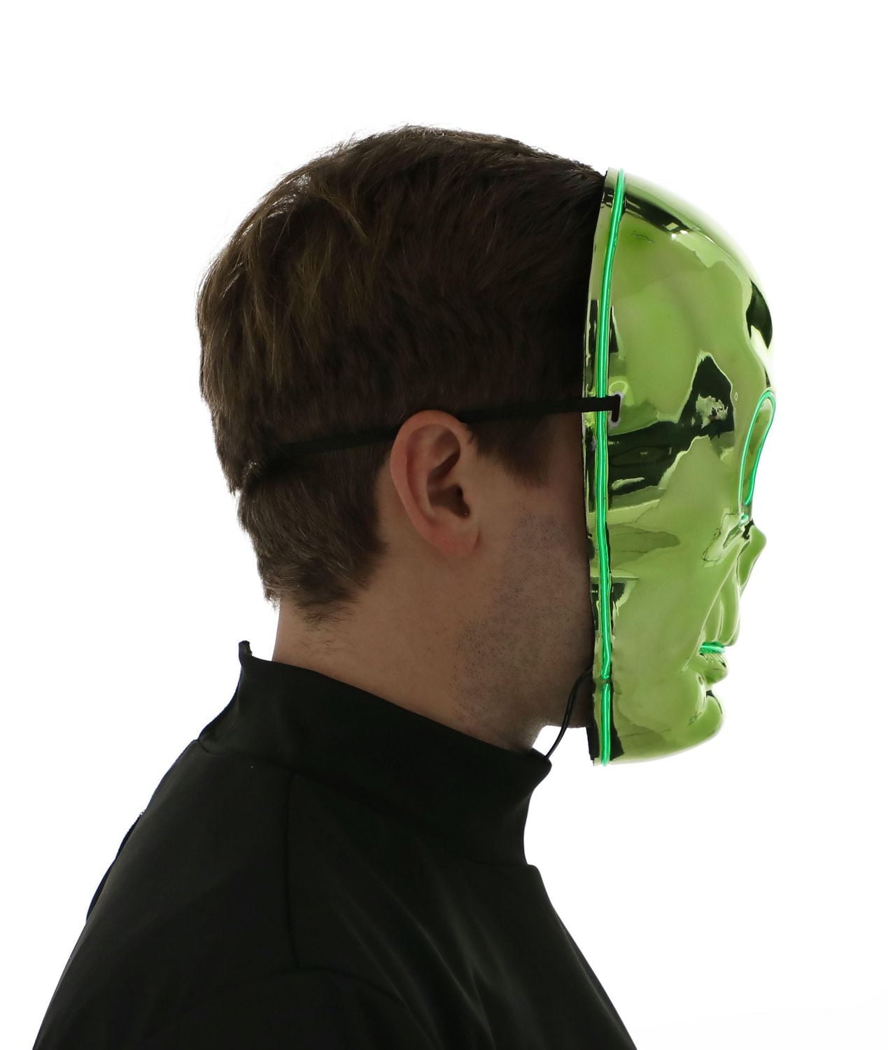 Way to Celebrate Adult Unisex Halloween EL Wire Spaced Out Mask Costume Accessory, One size fits all