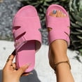 thumbnail image 3 of Rokment Womens Orthopedic Flat Walking Slides Sandals for Beach Summer 2026 Fashion Casual Comfortable Leather Open Toe Memory Foam Platform Slippers Hot Pink Size 6, 3 of 6