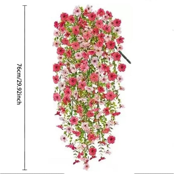 SLYNSHome Artificial Hanging Flowers for Spring Summer Decoration Red Faux Silk Violet Flower Planter Patio Garden Porch Decor