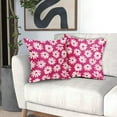 thumbnail image 4 of Hot Pink Pillow Covers 20X20 Inch White Floral Daisy Geometry Decorative Couch Pillow Cases Spring Summer Flower Throw Pillows Set of 2 Farmhouse Home Decor for Room Porch Patio Couch Outdoor, 4 of 6