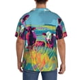 thumbnail image 6 of Picia Pop Art Colorful Cows Men's Linen Shirts Short Sleeve Cuban Beach Shirts Casual Shirts Button Down Shirt for Men Beach Summer Wedding Shirt-Large, 6 of 7