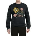 thumbnail image 2 of Wild Bobby Worship While You Wait Sunflower Pink and Yellow Inspirational/Christian Unisex Crewneck Sweatshirt, Black, Small, 2 of 6