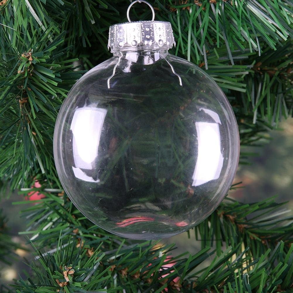 10/12cm Christmas Tree Clear Plastic Flat Ball Pendant Home Party Decoration 