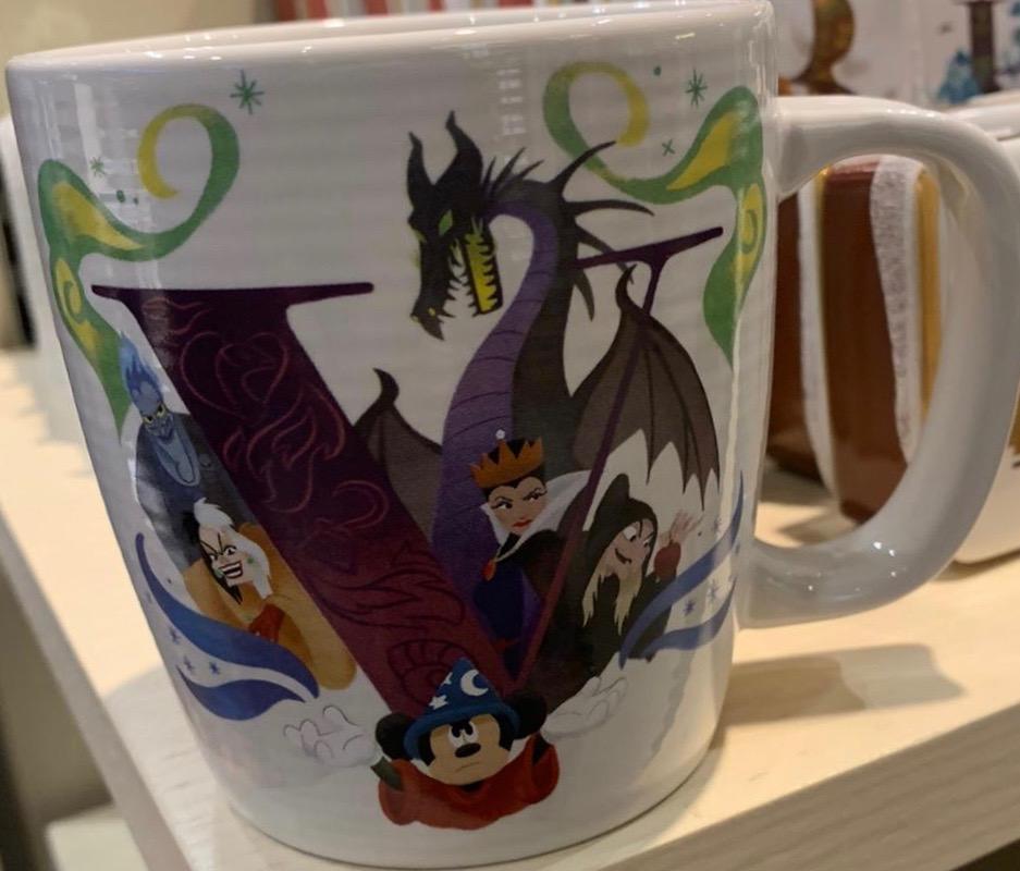 Disney Parks ABC Letters V is for Villains Fantasmic Ceramic Coffee Mug New