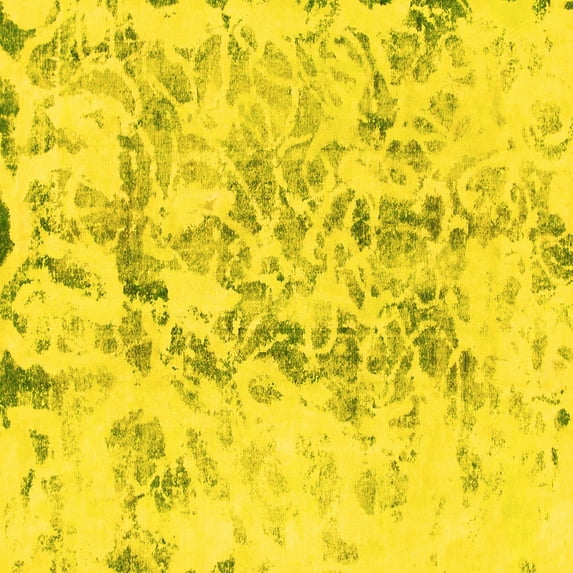Ahgly Company Machine Washable Indoor Square Abstract Yellow Modern Area Rugs, 3' Square