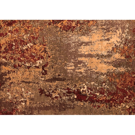 Ahgly Company Indoor Rectangle Oriental Orange Industrial Area Rugs, 7' x 9'
