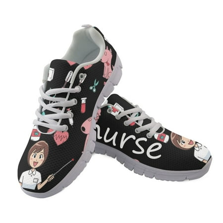 

Light Lace Up Sport Running Ladies Shoes For Women 2023 Sneakers Woman Casual Shoes Cartoon Nurse 3D Print Mesh Womens Flats