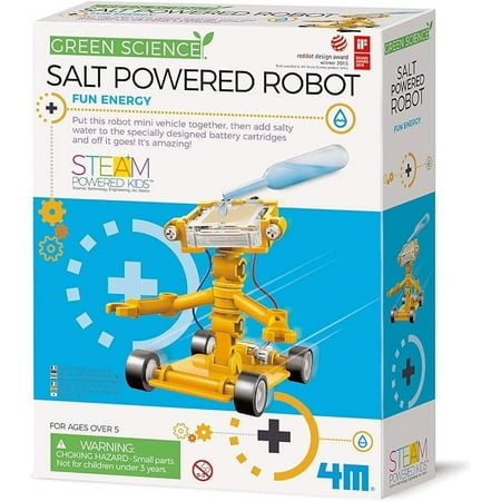 4M Toysmith Green Science Salt Water Powered Robot Kit STEAM Powered Kids Beach Toy For Boys & Girls 5+