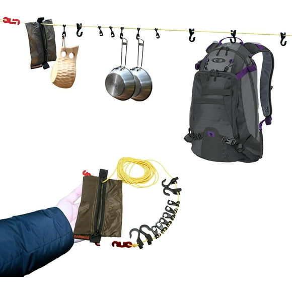 onewind Corde de Rangement de Camping, Corde à Linge de Camping 6m/19 Pieds pour Équipement de Camping pour Campeurs en Tente Organisation de l'Équipement de Camping UHMWPE Corde de Noyau Système d'Organisation de Suspension pour Camping Randonnée Sac à Dos
