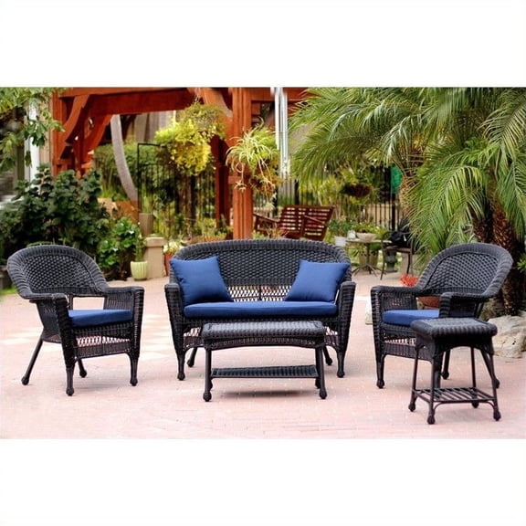 Jeco 5pc Wicker Conversation Set in Black