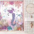 thumbnail image 3 of Mermaid Shower Curtain, Sea Animal Sea Turtle Coral Sea Star Reef Fish Sea Shell Sea Theme Waterproof Shower Curtain, Pink Fabric Shower Curtain Set with 12PCS Hook, 36X70IN, 3 of 6