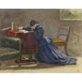 thumbnail image 2 of Sir John Everett Millais 18x15 Black Ornate Wood Framed Double Matted Museum Art Print Titled - A Wife - Face in Both Hands She Knelt on the Carpet (1863), 2 of 5