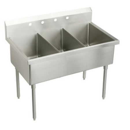 Elkay Wnsf83722 Weldbilt Stainless Steel 75" Floor Mount Triple Bowl Food Service Scullery