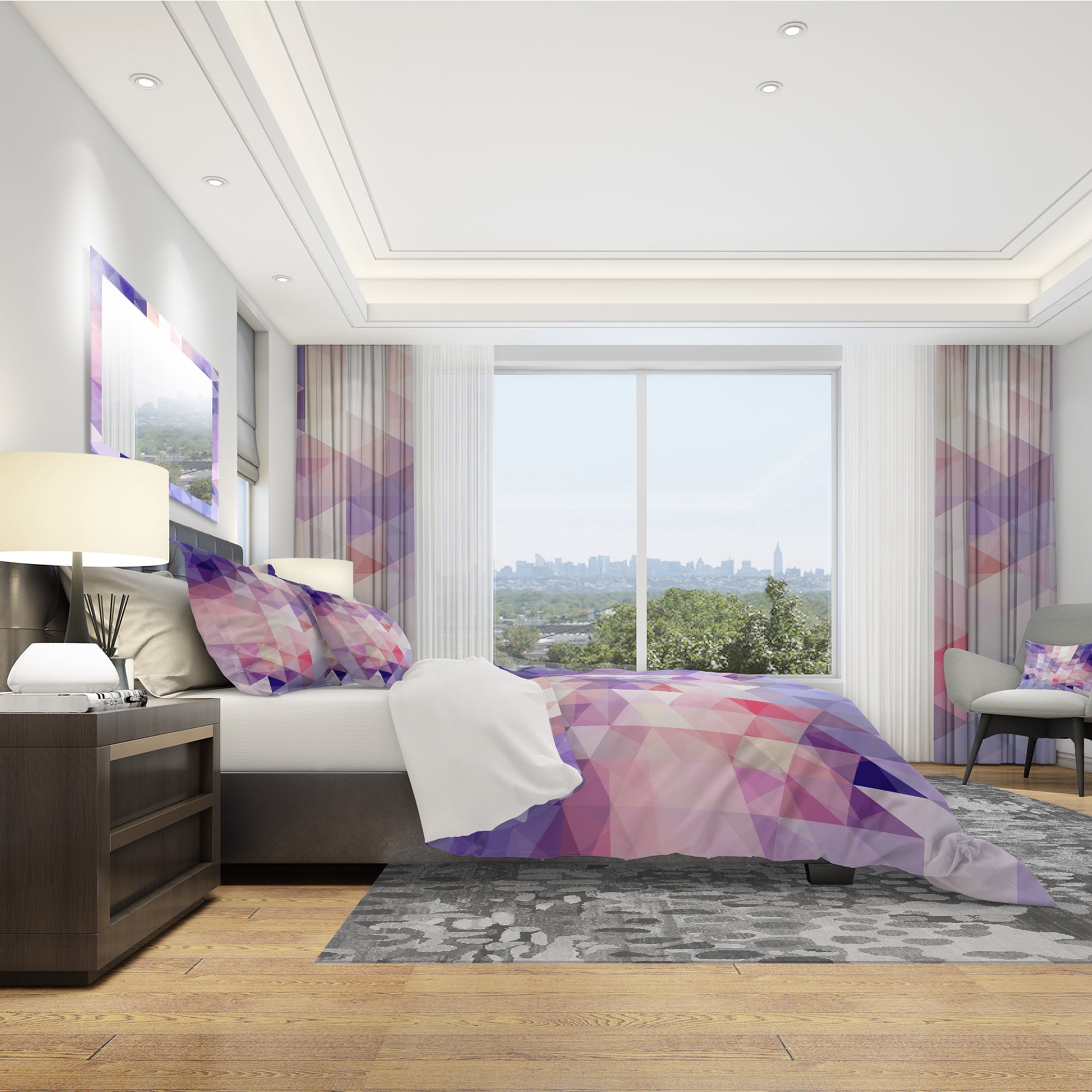 Designart 'Square Composition with Geometric Shapes' Modern & Contemporary Duvet Cover Set