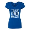 thumbnail image 2 of Straight Outta Kansas City KC Fan | Fantasy Baseball Fans | Womens Sports Slim Fit Junior V-Neck Tee, Royal, 2XL, 2 of 4