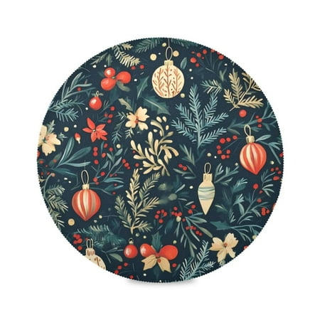 

Round Plate Mat 15.4x15.4 Inchesx6 Placemat Table Mat Kitchen Mat Coffee Mat Fabric Thick Strong Wear-Resistant Heat Resistance Christmas Leaf Green